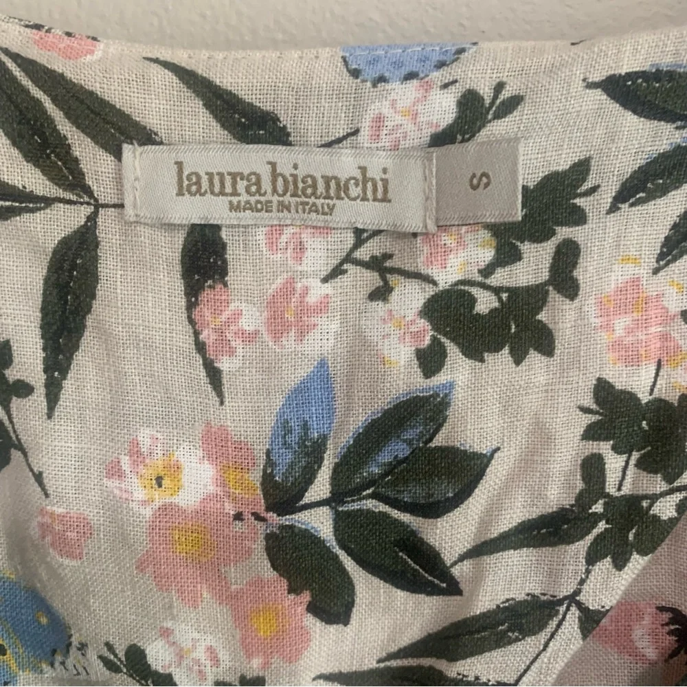 Laura Bianchi Italy Floral 100% Linen Tunic Top - Picture 7 of 11